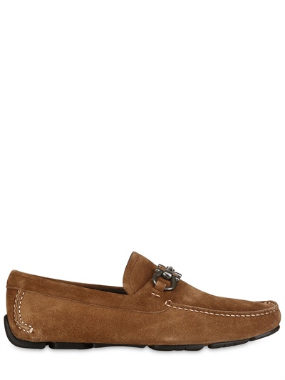 SALVATORE FERRAGAMO SUEDE HORSEBIT LOAFERS - 2LUXURY2.COM